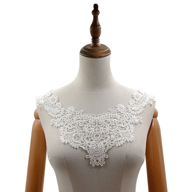 Lace embroidered collar water soluble embroidered false collar hollow corsage DIY lace accessories White
