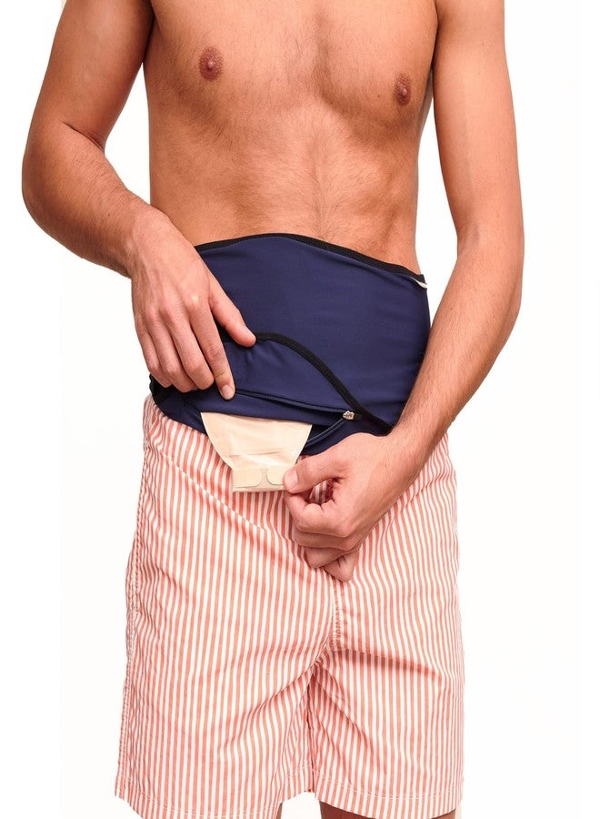 SIIL Ostomy Belt Blue for abdomen Colostomy, Ileostomy or Urostomy | Ostomy Bag Covers Swimming & Sports | Stoma Support Belt (L - Image 1