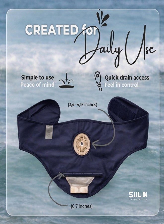 SIIL Ostomy Belt Blue for abdomen Colostomy, Ileostomy or Urostomy | Ostomy Bag Covers Swimming & Sports | Stoma Support Belt (L - Image 4