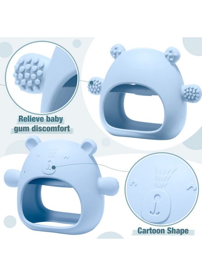 Woanger - Woanger 4 Pcs Baby Teething Toys Bear Hand Teethers for Babies Silicone Chick Teething Toys for Babies Over 6 Months Anti Dropping Wrist Mitten for Sucking Needs (Blue, Dark Green, Yellow, Maroon) - Image 1