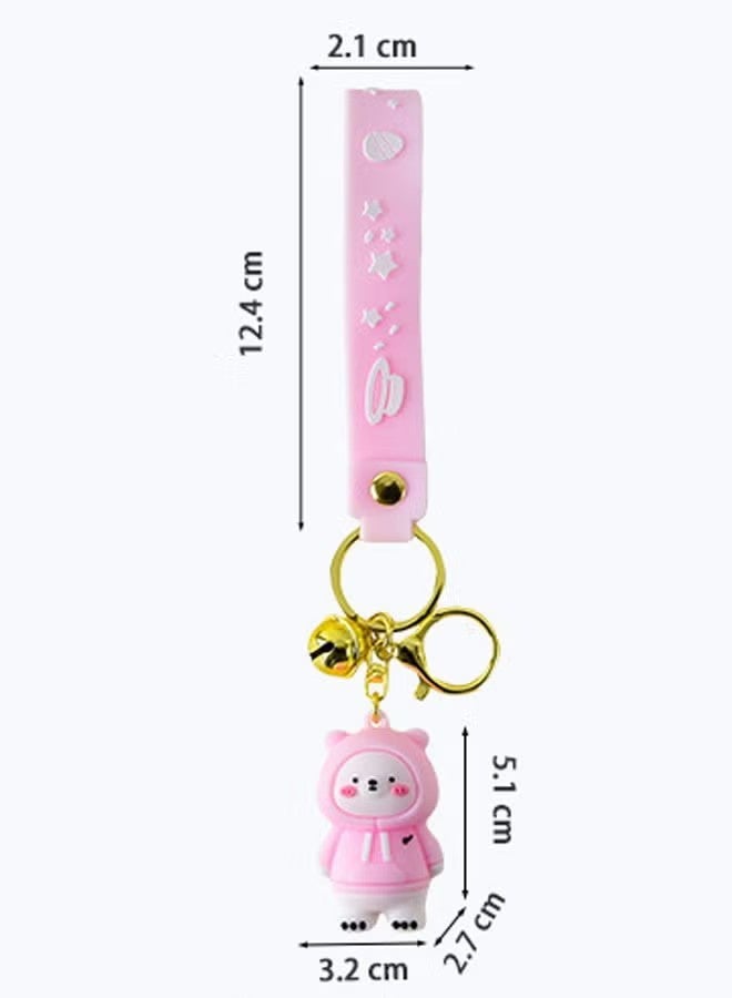 YJ Lovely Cartoon Bear Keychain with Lanyard, Keychain Pendant Car Accessories for Women and Men - Image 4