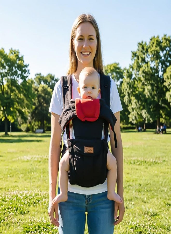 Cudli 4 in 1 Baby Black & Red Carrier for Newborn to Toddler | Adjustable Ergonomic Baby Sling with Waist Belt and Padded Shoulder Straps | Breathable Soft Fabric Baby Carry Bag for Infants 4–36 Months - Image 1