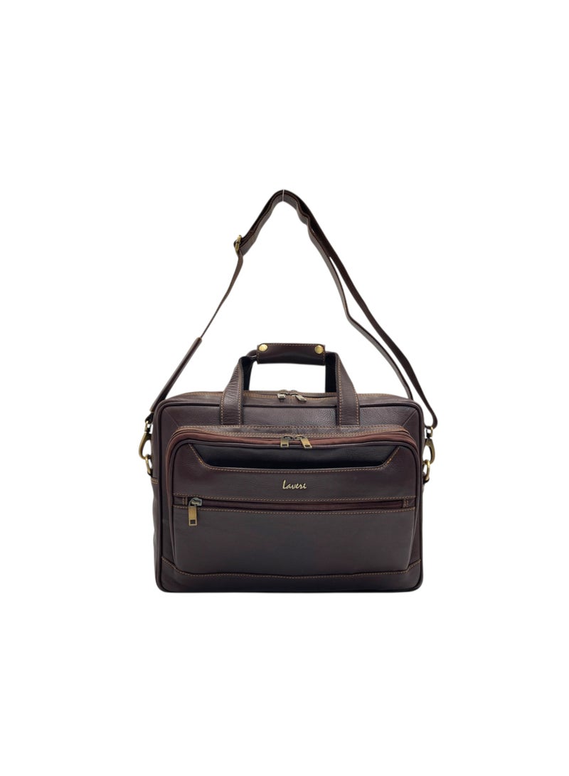 LAVERI LEATHER LAVERI Laptop Bag for Men - Leather Messenger Bag for Office - Fits up to 15 Inch Laptop - Shoulder Bag with Multiple Compartments - Executive Leather Bag for Work/Travel/Casual - 2881 - Image 3