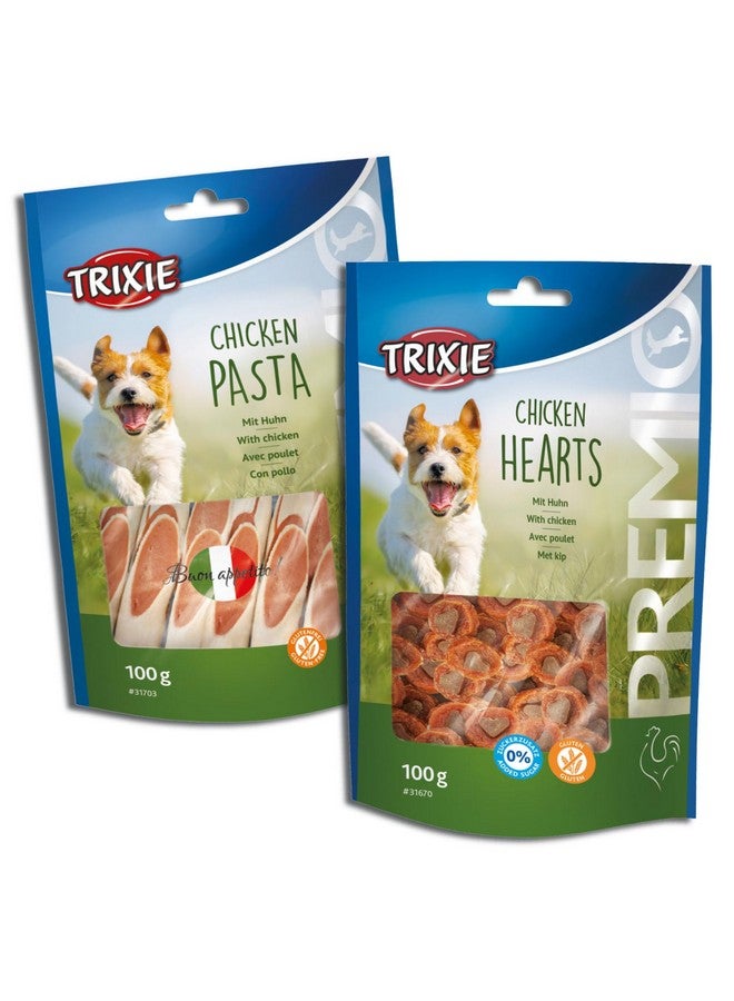 Trixie Premio Dog Treats Combo: Chicken Pasta, 100 G And Chicken Hearts, 100 G - Protein Rich, Healthy & Training Snacks For All Dog Breeds - Image 1