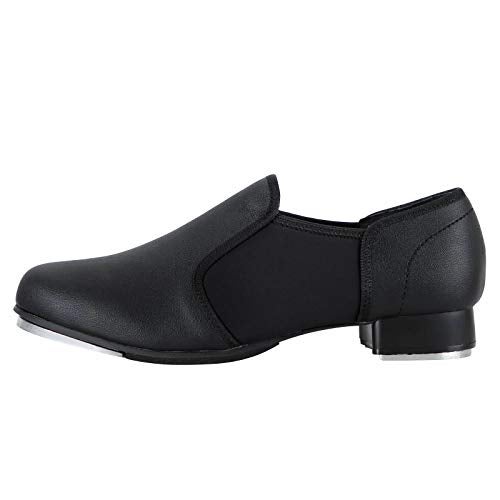 Linodes Unisex PU Leather Slip On Tap Shoe Dance Shoes for Women and Men's Dance Shoes-Black-4M - Image 2
