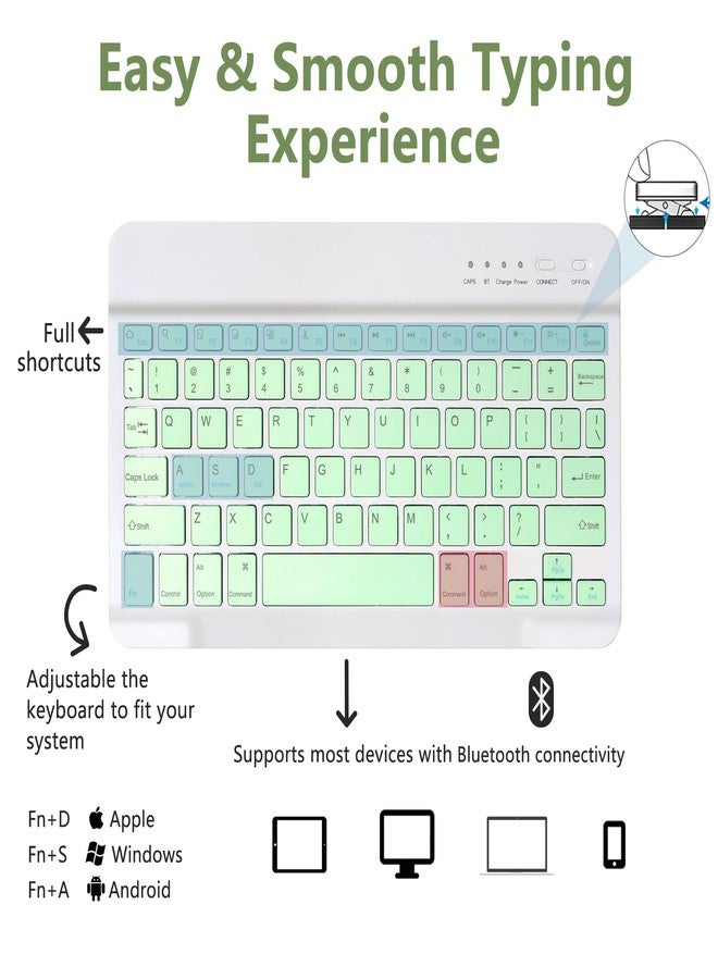 MMK iPad A16 Case (2025, 11"), iPad 10th Generation Case with Keyboard (2022, 10.9"), Wireless Detachable Keyboard, Pencil Holder (Green) - Image 4