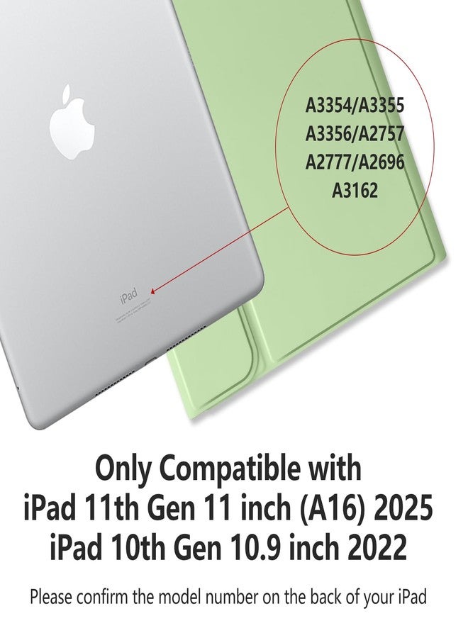MMK iPad A16 Case (2025, 11"), iPad 10th Generation Case with Keyboard (2022, 10.9"), Wireless Detachable Keyboard, Pencil Holder (Green) - Image 2