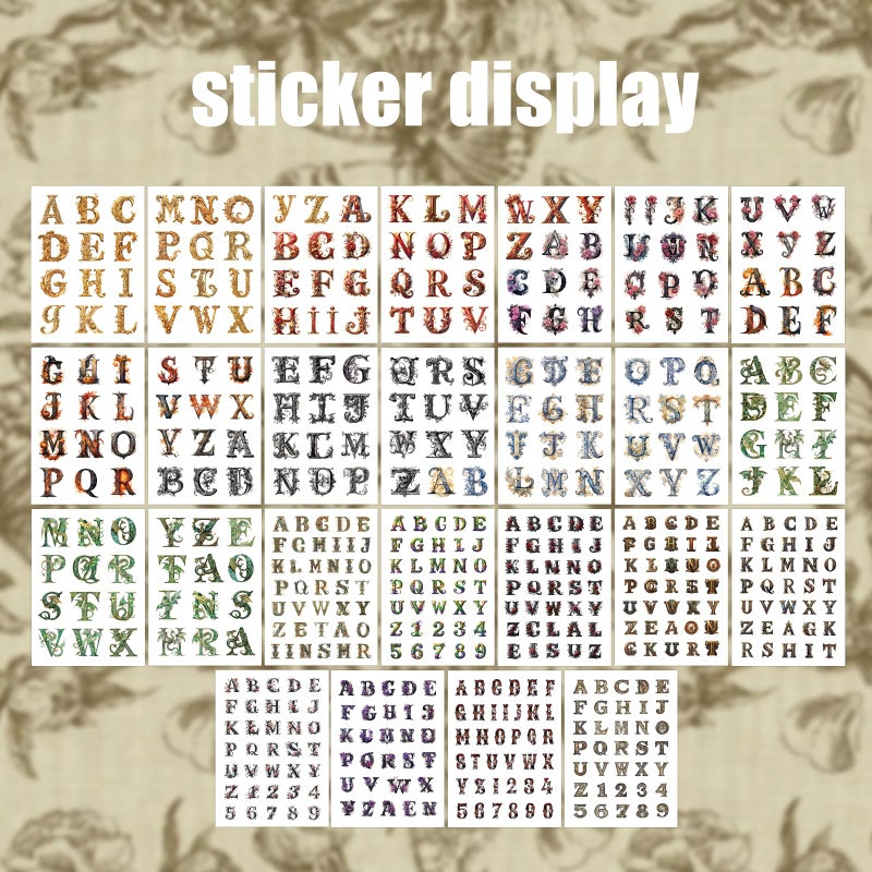 Bomichi 50 Sheets Alphabet Sticker Book, Letter Number Stickers for Junk Journal Supplies Scrapbook Supplies Water Bottle Laptop DIY Crafts - Image 5