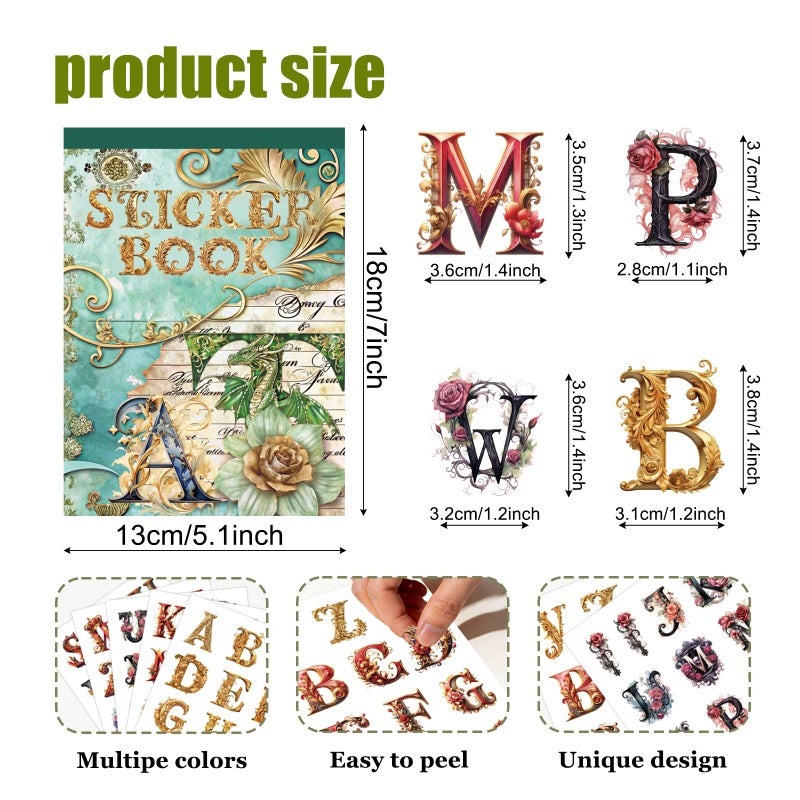 Bomichi 50 Sheets Alphabet Sticker Book, Letter Number Stickers for Junk Journal Supplies Scrapbook Supplies Water Bottle Laptop DIY Crafts - Image 3