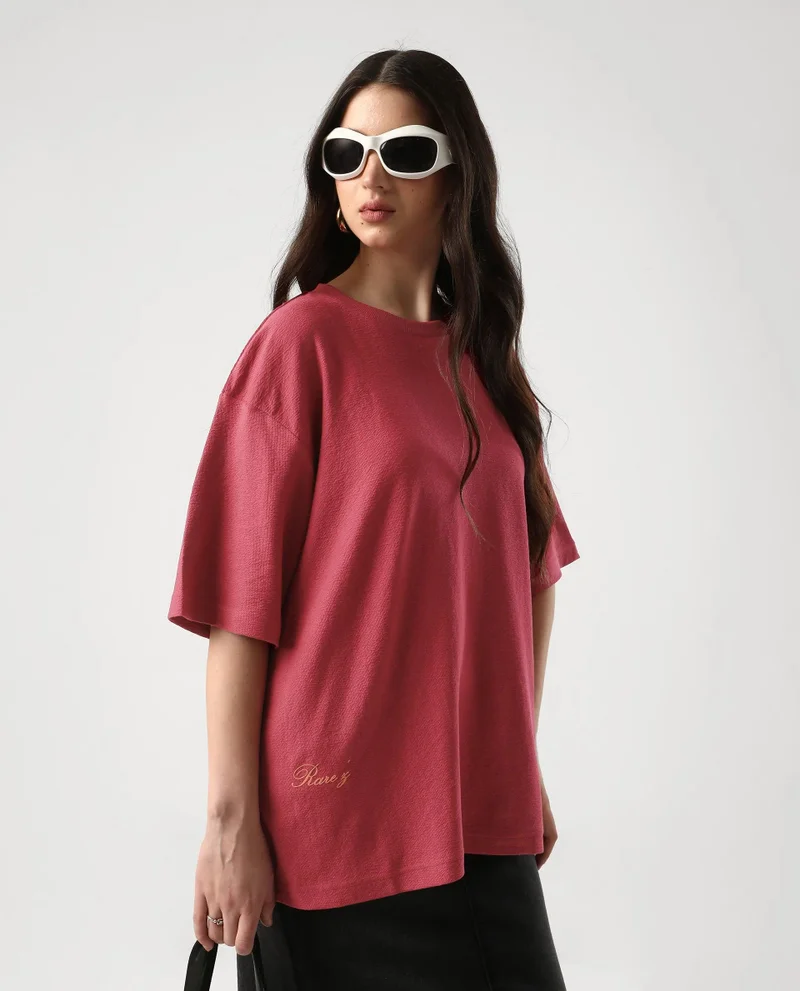 Rareism Women's Oversized T-Shirt With Front Graphic Print