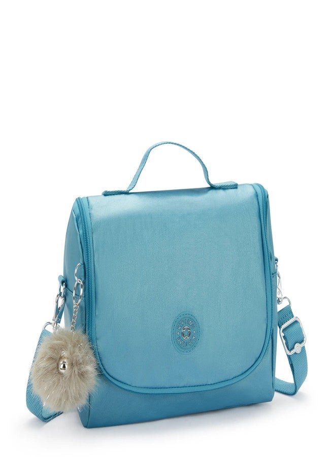 Kipling New Kichirou Metallic Lunch Bag Aqua Tides Metallic - Image 4