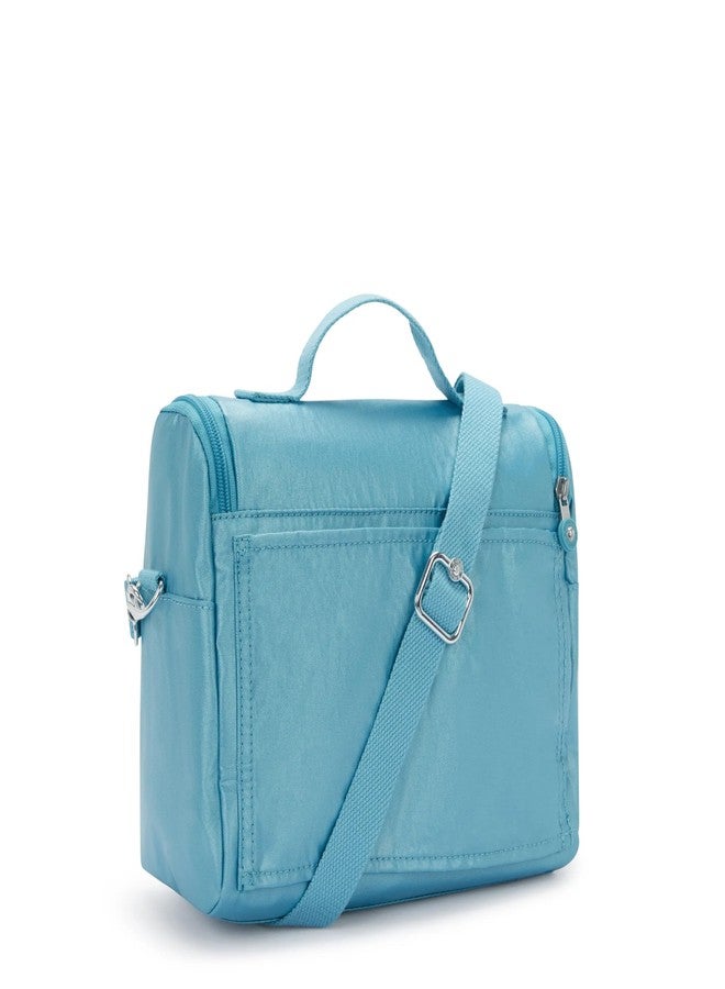 Kipling New Kichirou Metallic Lunch Bag Aqua Tides Metallic - Image 2