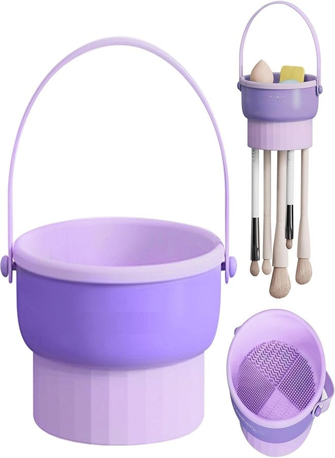 GALV Makeup Brush Cleaning Mat 3-in-1 Foldable Makeup Brush Cleaner Silicone Makeup Brushes Storage Bowl With Lanyard to Dry Makeup Sponge, Powder Puff, Brush - Image 1
