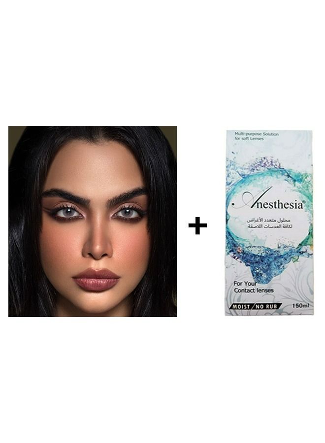 أنستازيا عدسات لاصقة فيجاس جراي صالحة للاستخدام لمدة 6 أشهر مع محلول150 مل - Image 1