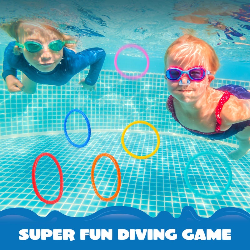JOYIN Dive Circles Pool Toys, 8 Pcs Colorful Pool Rings for Kids, Underwater Training Swimming Diving Toy for Kids Gifts Summer Swim Water Fun Games - Image 5
