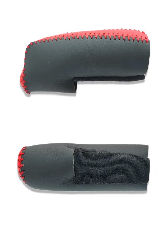 SUNBREATH Compatible with Black Red Genuine Leather Hand-Stitched Handbrake Protector Cover Interior Accessories Decoration for Ford Mustang 2015 2016 2017 2018 2019 2020 2021 2022 2023 Red Stitches - Image 3