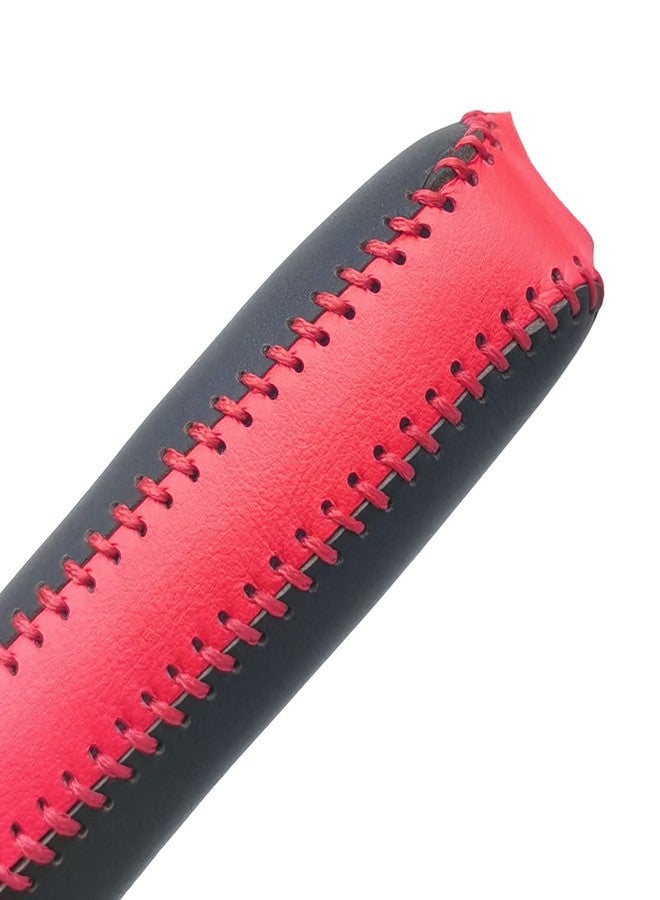 SUNBREATH Compatible with Black Red Genuine Leather Hand-Stitched Handbrake Protector Cover Interior Accessories Decoration for Ford Mustang 2015 2016 2017 2018 2019 2020 2021 2022 2023 Red Stitches - Image 2