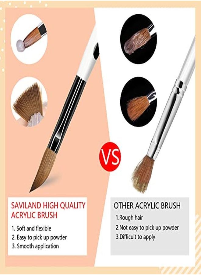 Saviland - 3Pcs Acrylic Nail Brush Set, Size 8/10/14 Kolinsky Acrylic Nail Brushes For Acrylic Application, Nail Extension With Black & White Handle For Beginner & Professional - Image 1