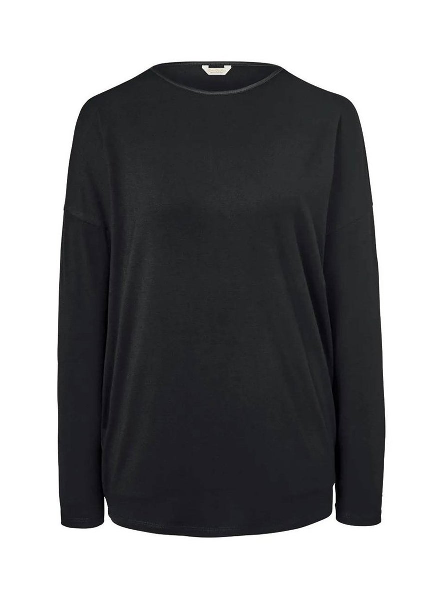 Tchibo Women Round Neck Long Sleeve Plain Top, Black  - Image 3