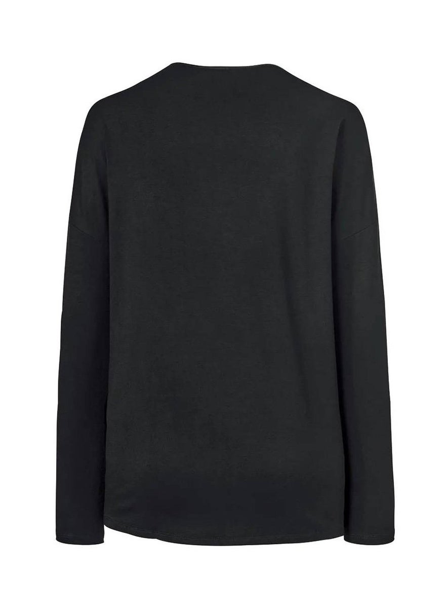 Tchibo Women Round Neck Long Sleeve Plain Top, Black  - Image 2