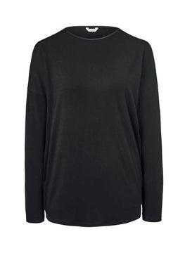 Tchibo Women Round Neck Long Sleeve Plain Top, Black  - Image 3