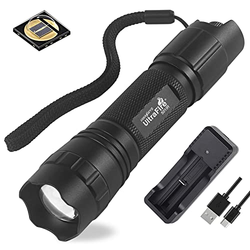 ULTRAFIRE 850nm IR Illuminator Adjustable Focus LED IR Flashlight Infrared Light,Stepless Dimming Hunting Flashlight for Night Vision Devices,Infrared Illuminator Torch with Charger and UFB26 - Image 1