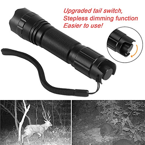 ULTRAFIRE 850nm IR Illuminator Adjustable Focus LED IR Flashlight Infrared Light,Stepless Dimming Hunting Flashlight for Night Vision Devices,Infrared Illuminator Torch with Charger and UFB26 - Image 4