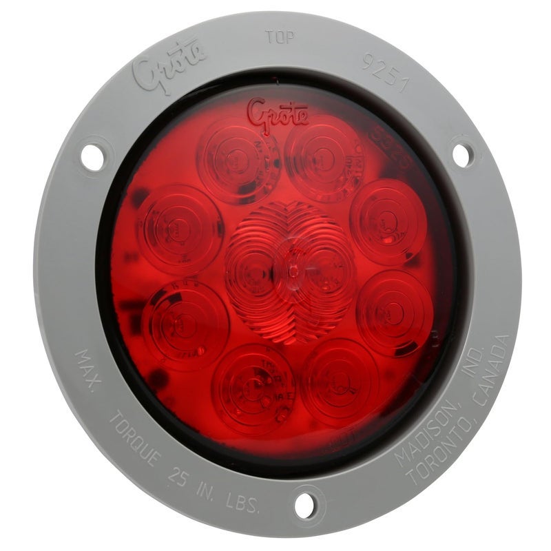 Grote أضواء LED LED بنمط توقف ذيل بنمط دايود 4" من Grote 53272 Supernova (حافة رمادية مقاومة للسرقة، دبوس ذكري) - Image 1