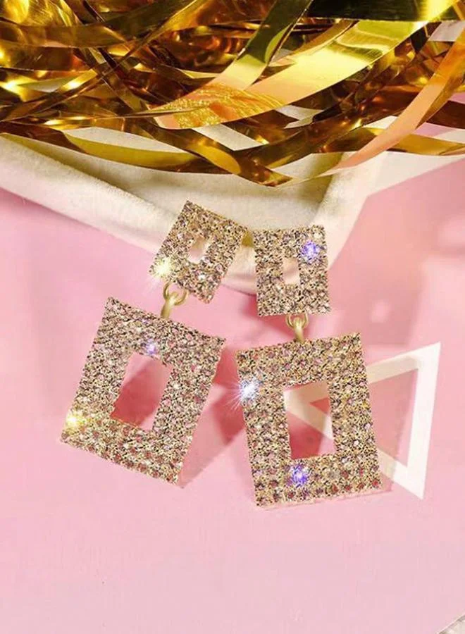 تايك تو Take Two Embellished Double-Square Earrings