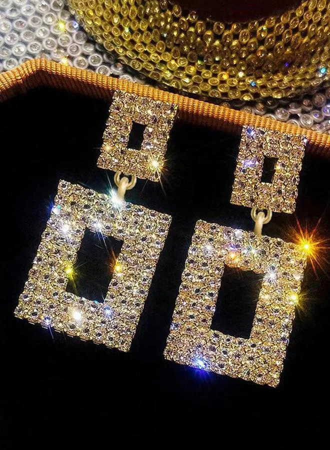 تايك تو Take Two Embellished Double-Square Earrings