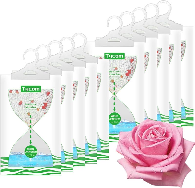 TYCOM Dehumidifiers, Hanging Humidity Packs for Effectively Absorbing Excess Moisture, Closet Dehumidifiers & Odor Removers for Home & Car -Rose 10Pcs - Image 1