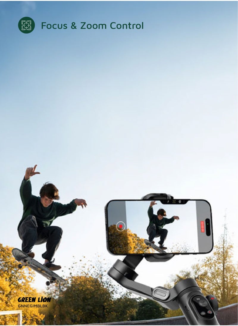 GREEN LION New York Gimbal with Smart Face Tracking / Focus & Zoom Control | Smart Face Tracking | Built-In Fill Light | OLED Display | Ultra-Light Stabilizer- Black  - Image 3