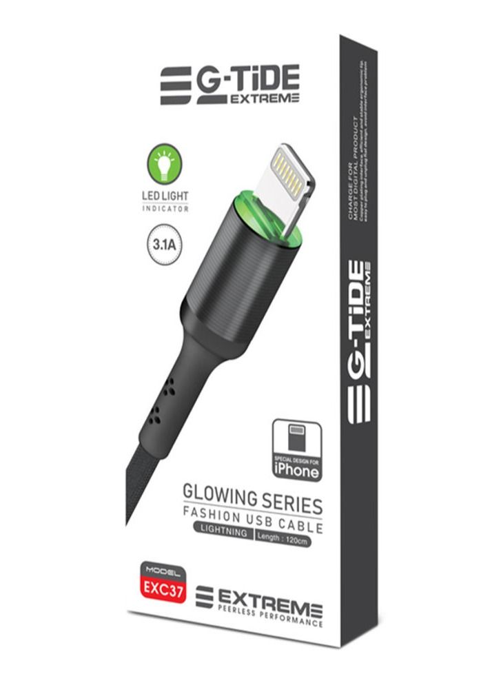 جي تايد إكستريم كابل شحن EXC37 Lightning بإضاءة LED من سلسلة جلوينج - Image 1