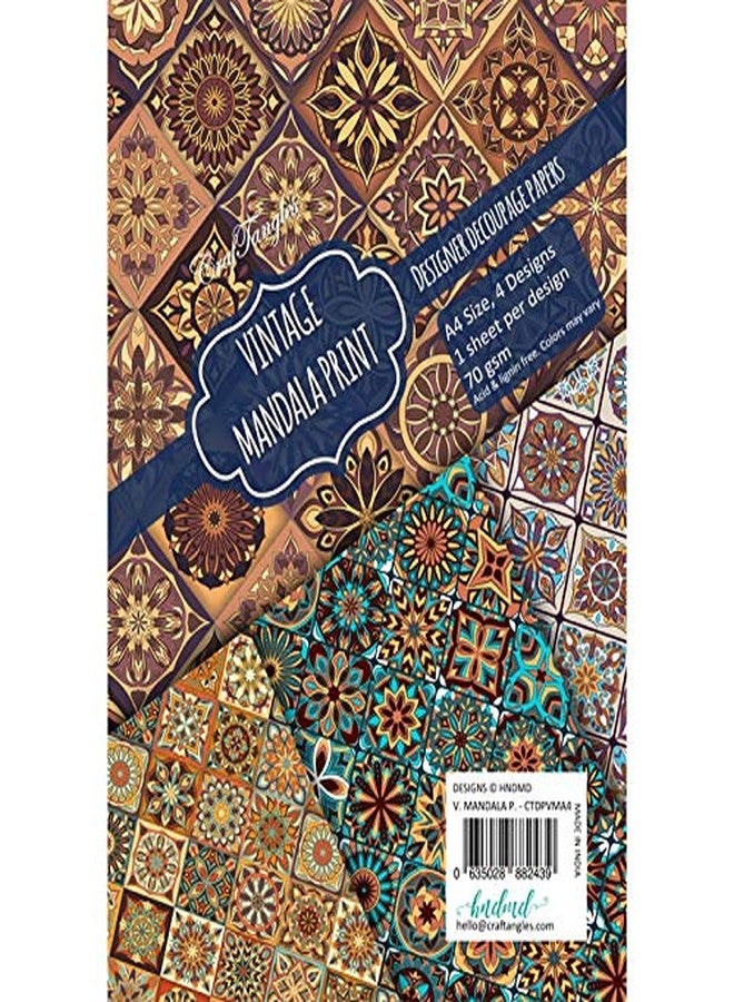 CrafTangles Decoupage Paper Pack - Vintage Mandala Print (A4) - 4 sheets - Image 3