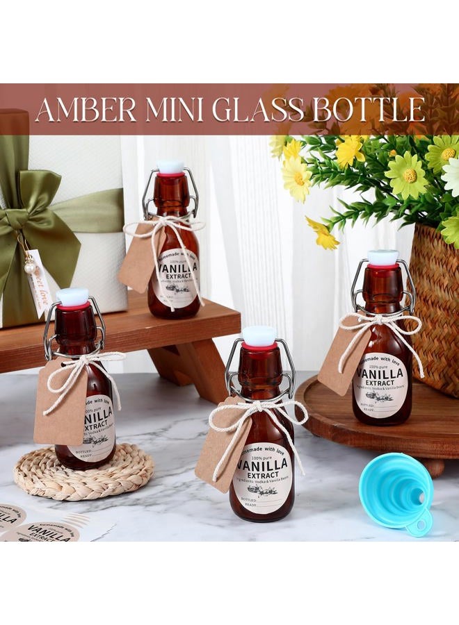 Vesici 8 Sets Swing Top Glass Bottles Set Amber Homemade Vanilla Extract Bottles Vanilla Extract Jars for Christmas DIY Crafts (4 oz) - Image 3