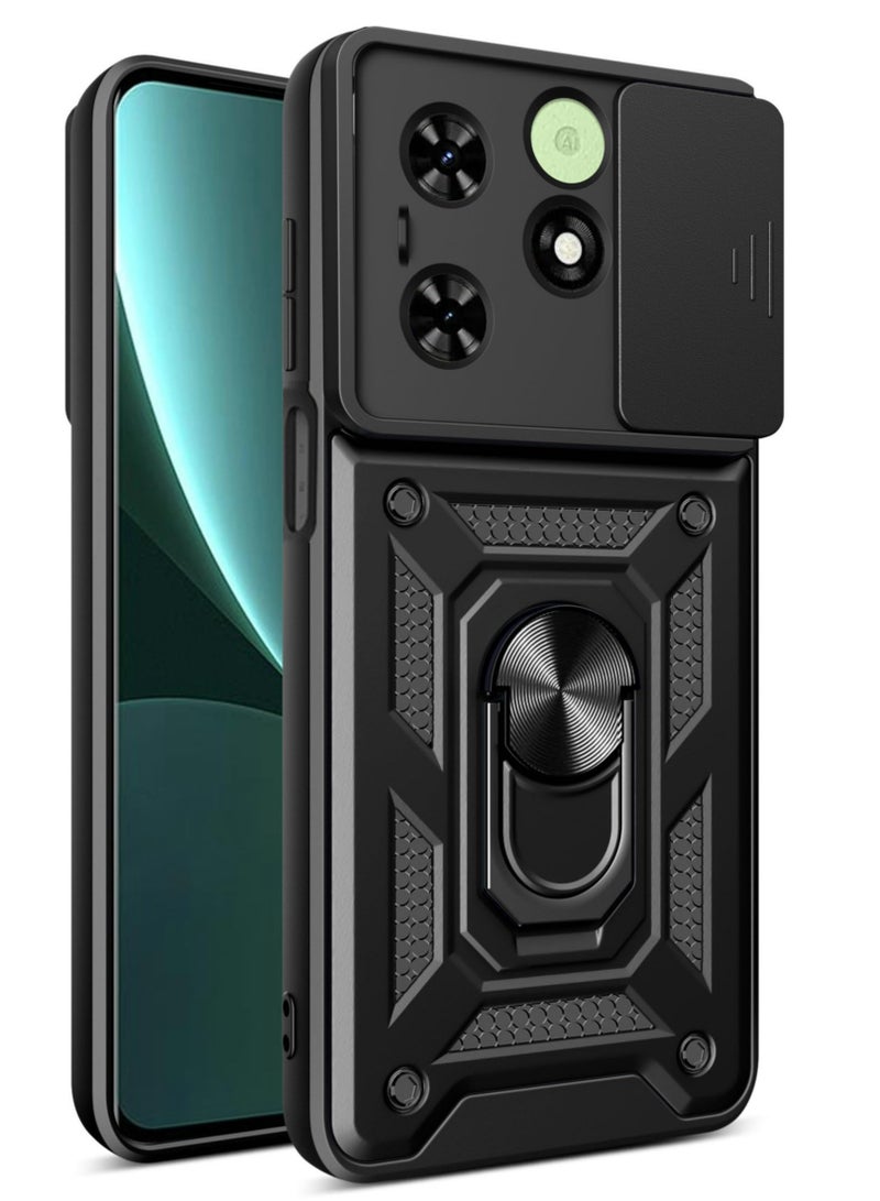 Tecno Spark 20 Pro 4G / Infinix Hot 40 4G / Infinix Hot 40 PRO 4G Case, Slide Camera Lens Cover + 360°Rotating Kickstand Ring + Support Magnetic Car Mount Shockproof Mobile Phone Case - Image 1