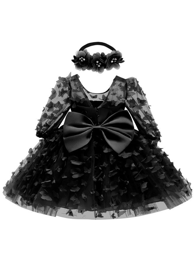 New style baby and toddler dress with 3D flowers and ruffles, girls' tulle dress with bowknot, party dress - Image 1