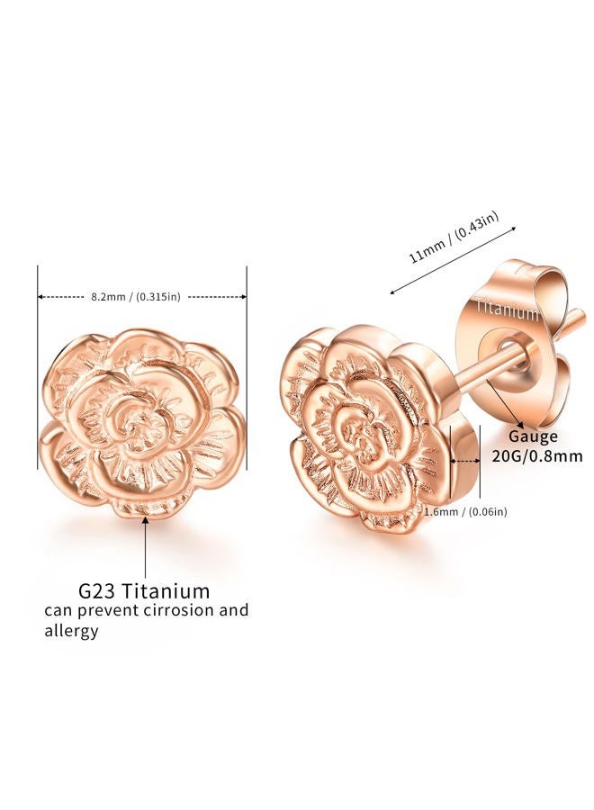 VOJO Implant Grade G23 Titanium Stud Earrings for Sensitive Ears Post Pierced Cartilage Lobe Earring Stud for Women Girls Kids (Rose Gold) - Image 4