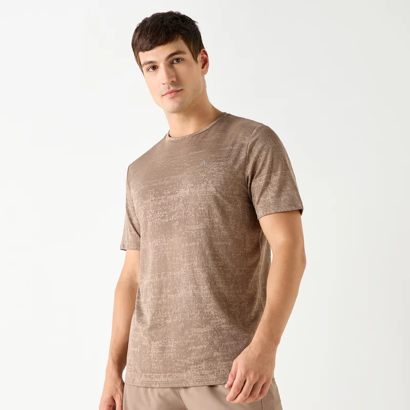 ADOT by Splash Textured Crew Neck T-shirt with Short Sleeves