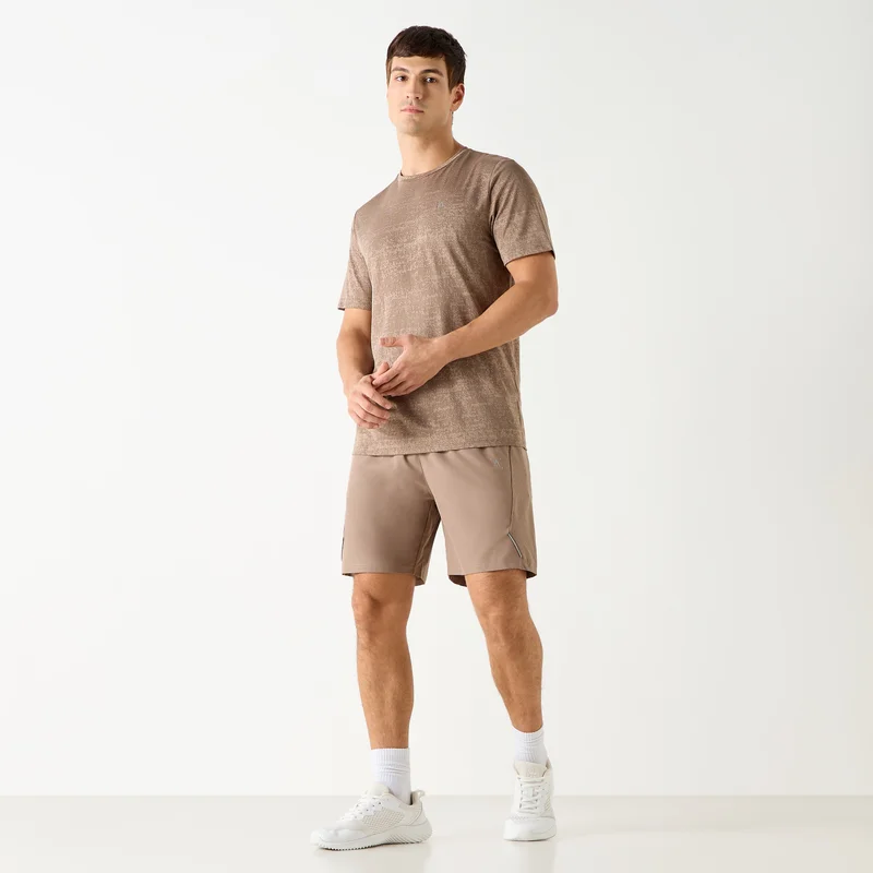 ADOT by Splash Textured Crew Neck T-shirt with Short Sleeves
