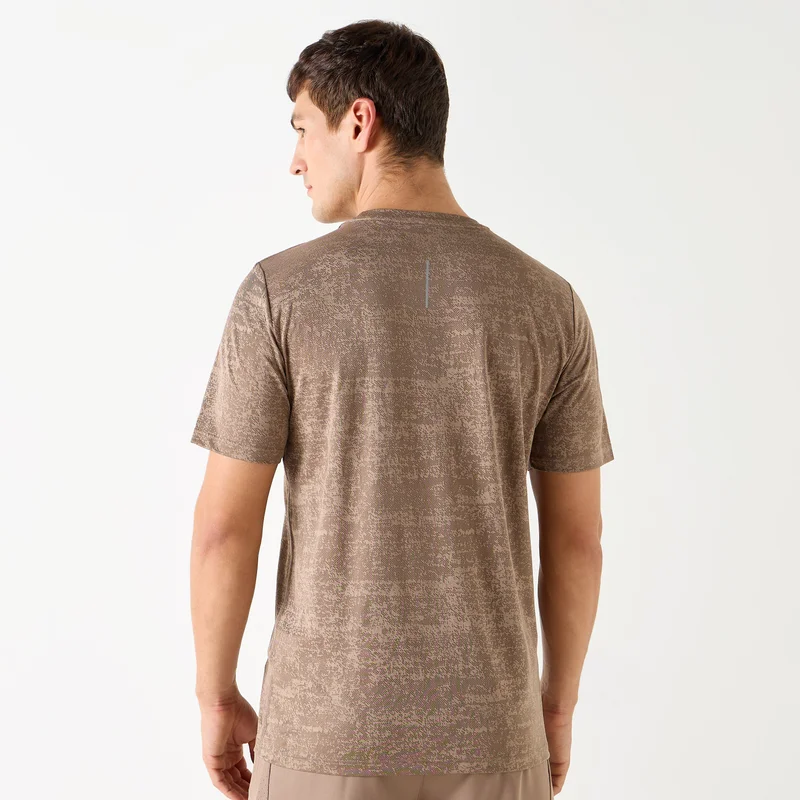ADOT by Splash Textured Crew Neck T-shirt with Short Sleeves