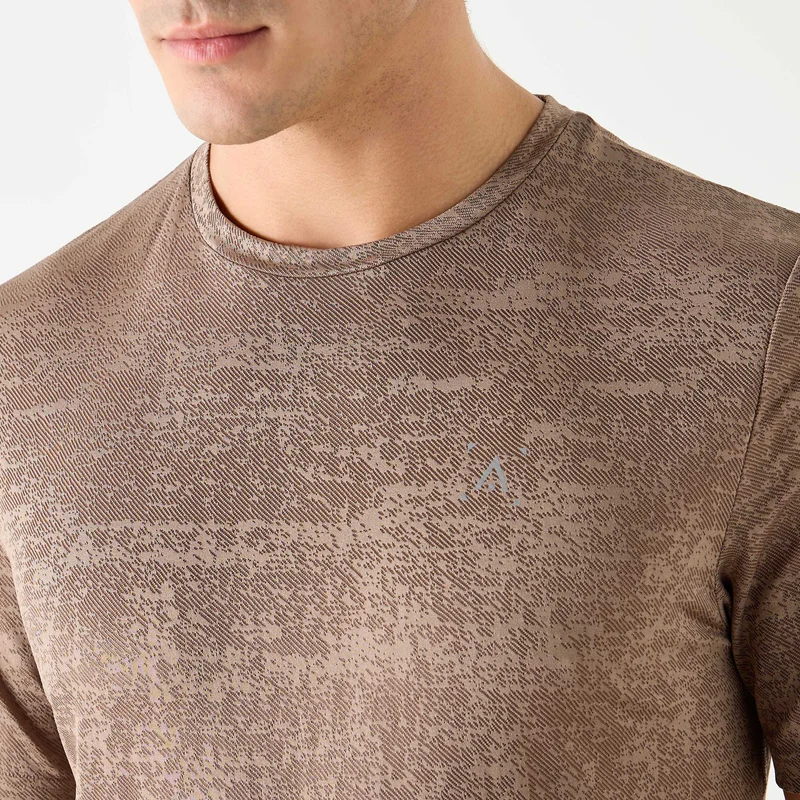 ADOT by Splash Textured Crew Neck T-shirt with Short Sleeves