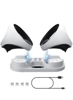 SYOSI Charging Station for Playstation VR2 Controller, Charging Dock Compatible with PS VR2 Controller LED Light Desk Charger Stand with Accessories 4 Type-C Magnetic Clasp and Type-C Cable (White)  - Image 1