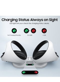 SYOSI Charging Station for Playstation VR2 Controller, Charging Dock Compatible with PS VR2 Controller LED Light Desk Charger Stand with Accessories 4 Type-C Magnetic Clasp and Type-C Cable (White)  - Image 4