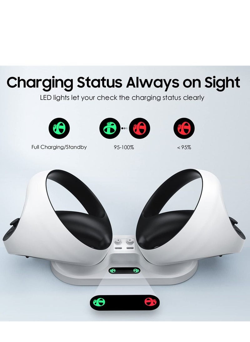 SYOSI Charging Station for Playstation VR2 Controller, Charging Dock Compatible with PS VR2 Controller LED Light Desk Charger Stand with Accessories 4 Type-C Magnetic Clasp and Type-C Cable (White)  - Image 4
