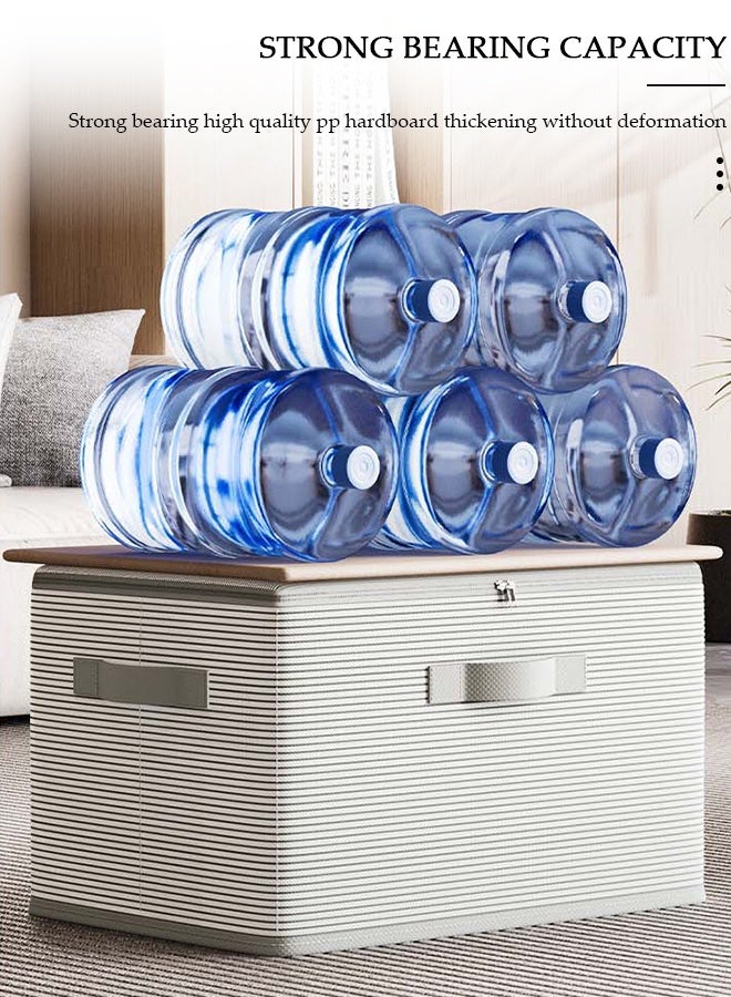 DUNISO 3 Pack Closet Storage Box with Zipper Lid, Dust Proof Attic Fabric Storage Box, Foldable Closet Storage Bins with Durable Handles, Wardrobe Clothes Organizer with Lid, Storage Basket for Seasonal Garment Organizer for Home, Closet, Office - Image 3