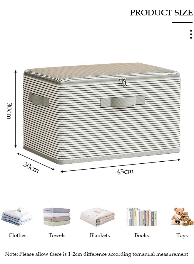 DUNISO 3 Pack Closet Storage Box with Zipper Lid, Dust Proof Attic Fabric Storage Box, Foldable Closet Storage Bins with Durable Handles, Wardrobe Clothes Organizer with Lid, Storage Basket for Seasonal Garment Organizer for Home, Closet, Office - Image 2