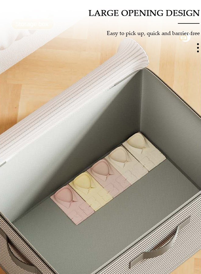 DUNISO 3 Pack Closet Storage Box with Zipper Lid, Dust Proof Attic Fabric Storage Box, Foldable Closet Storage Bins with Durable Handles, Wardrobe Clothes Organizer with Lid, Storage Basket for Seasonal Garment Organizer for Home, Closet, Office - Image 5