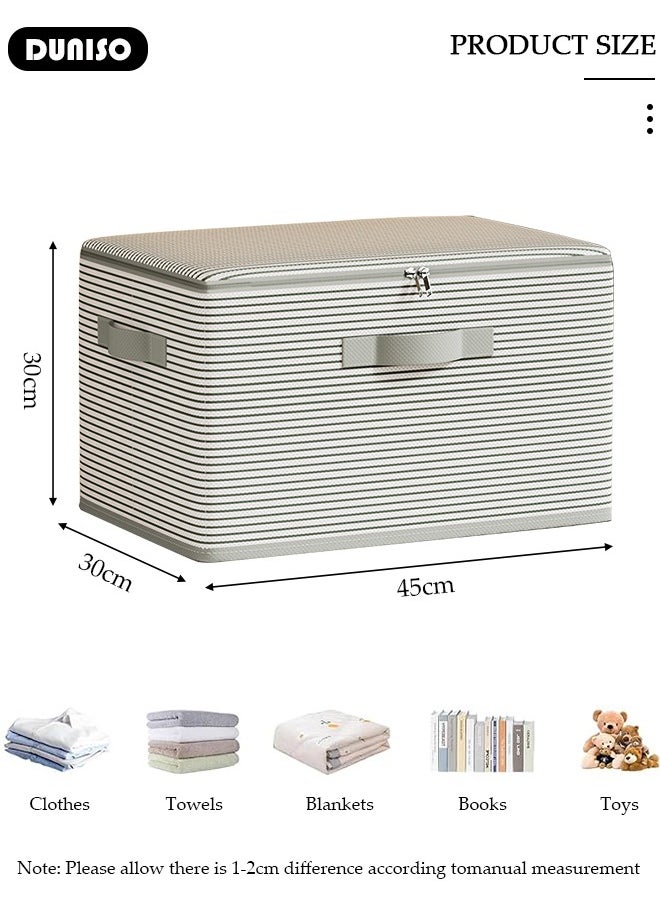DUNISO 3 Pack Closet Storage Box with Zipper Lid, Dust Proof Attic Fabric Storage Box, Foldable Closet Storage Bins with Durable Handles, Wardrobe Clothes Organizer with Lid, Storage Basket for Seasonal Garment Organizer for Home, Closet, Office  - Image 4