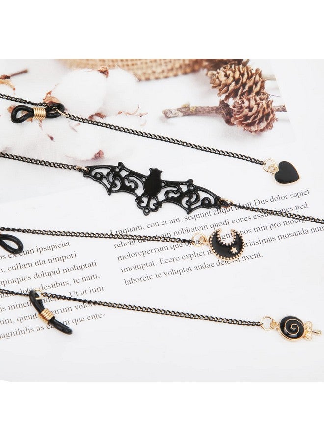 Patscorai 10 Pieces Glasses Chain Accessories For Women Men Eyeglass Holder Chain Goth Lanyard Sunglasses Chains Bat Moon Heart Cat Lightning Cross Crown Star Anti Lost & Slip Eyeglass Leash  - Image 3